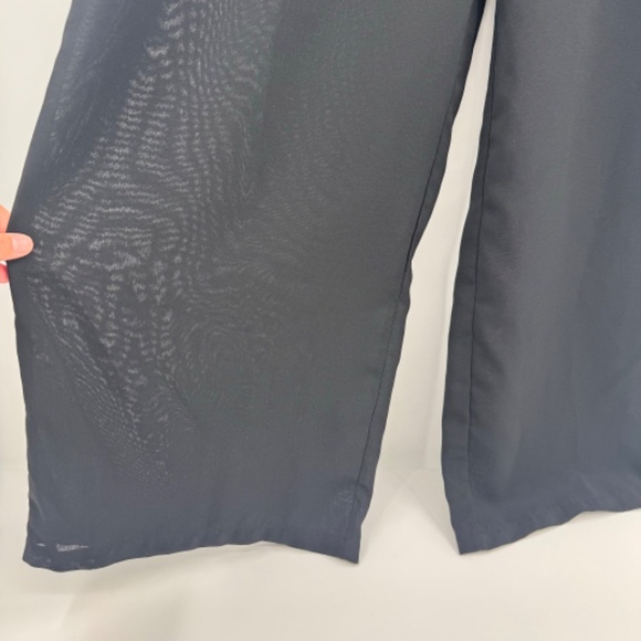 Shein Pants Women 2XL Curve Black Sheer Wide Leg Elastic Pull On High Rise - Picture 2 of 11